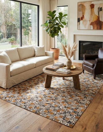 5' 1 x 8' 1 Cowhide Leather Rug