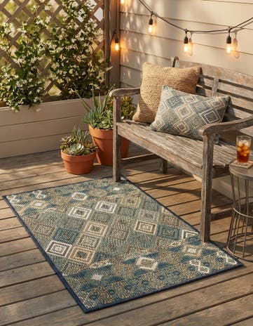 Navy Blue Easy-Clean Baja Indoor / Outdoor Rug