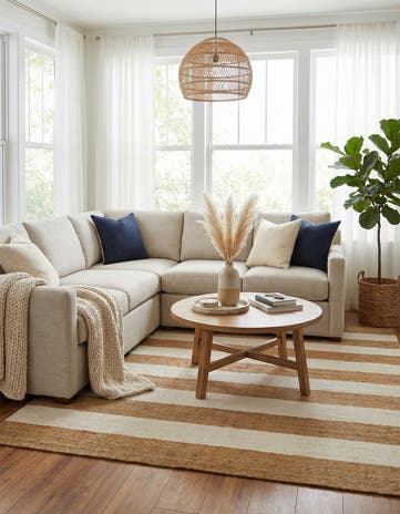 Tan Sand Hand Woven Jill Zarin Hamptons Square Rug