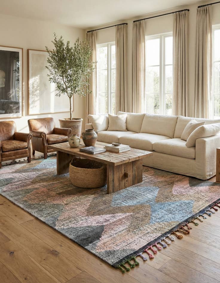 Detail image of 9' 2 x 12'  Hand Knotted Moroccan Wool Rug