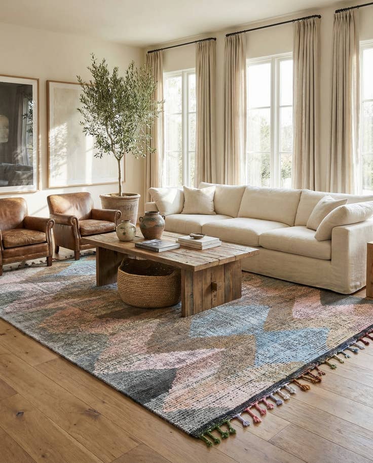 Detail image of 9' 2 x 12' Hand Knotted Moroccan Wool Rug