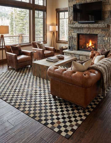 5' 3 x 7' 5 Cowhide Leather Rug