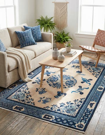 Ivory and Blue Boutique Rug
