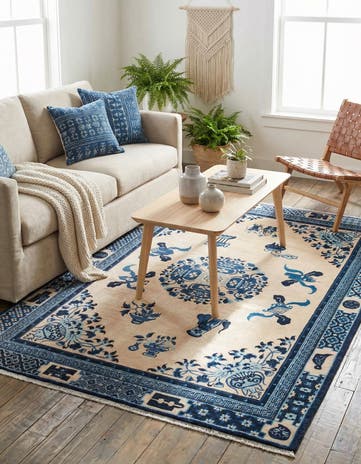 Ivory and Blue Boutique Rug