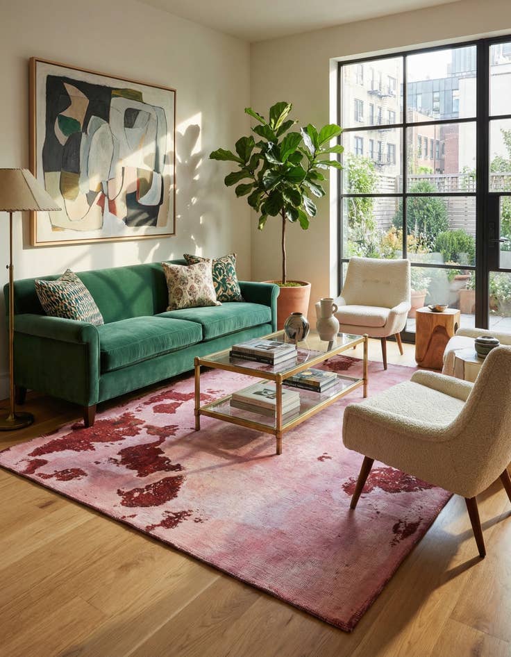 Detail image of 4' 7 x 5' 9  Hand Knotted Ultra Vintage Persian Wool Rug