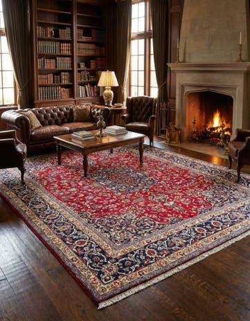 9' 6 x 12' 7 Hand Knotted Mashad Persian Wool Rug
