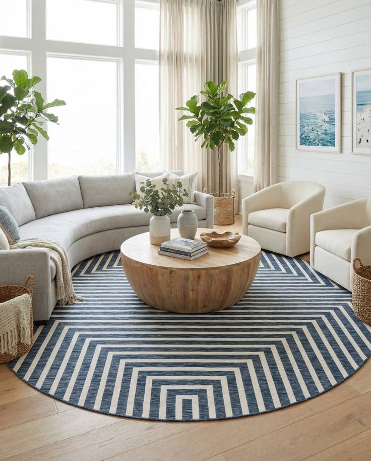 Detail image of 12' x 12' Easy-Clean Modern Indoor / Outdoor Round Rug