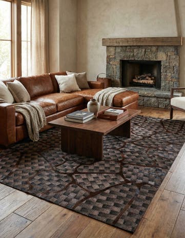 5' 1 x 8' Cowhide Leather Rug