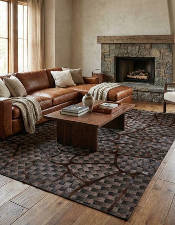 5' 1 x 8' Cowhide Leather Rug