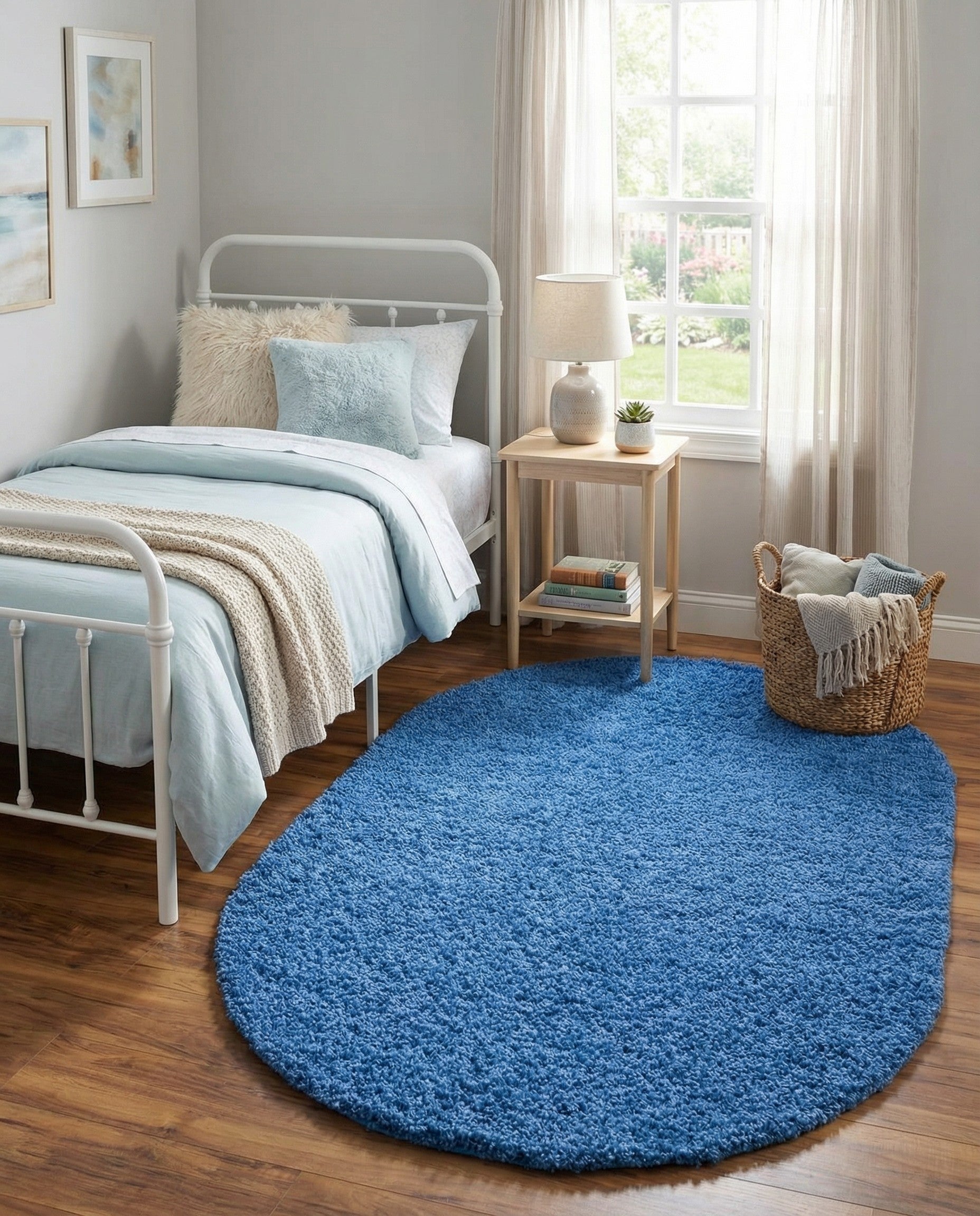  3' x 5' 3 Solid Shag Oval Rug