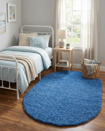  3' x 5' 3 Solid Shag Oval Rug