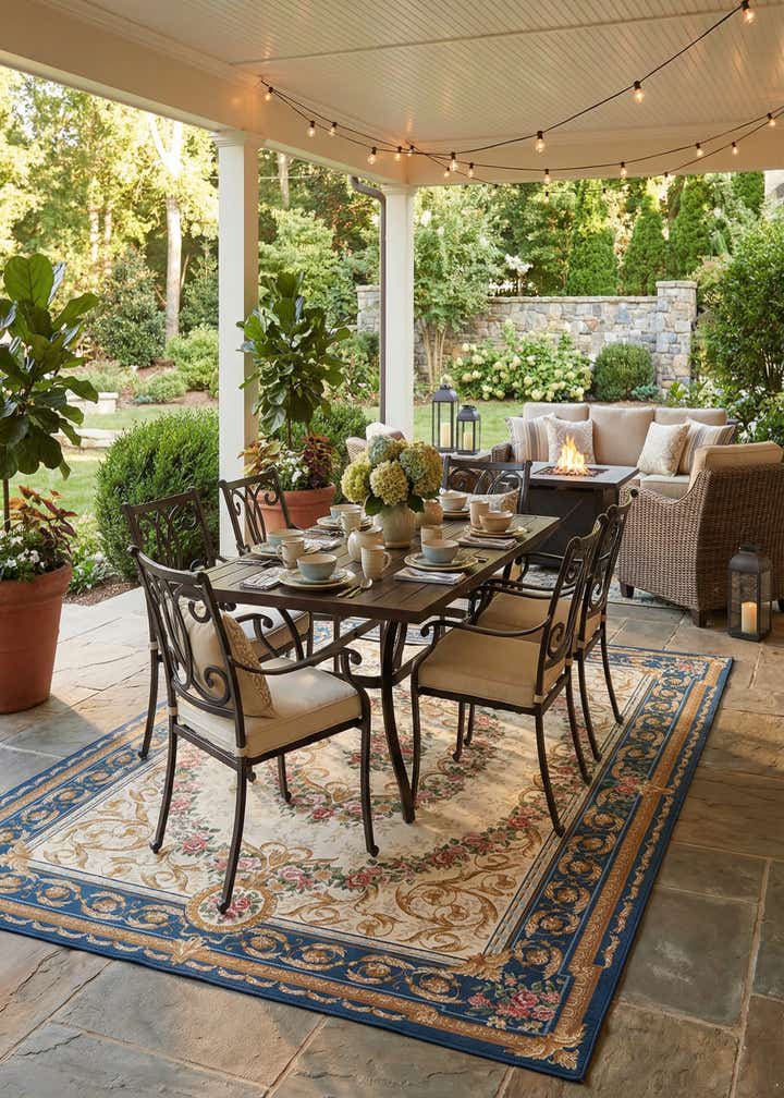 9' x 12' Easy-Clean Traditional Indoor / Outdoor Rug