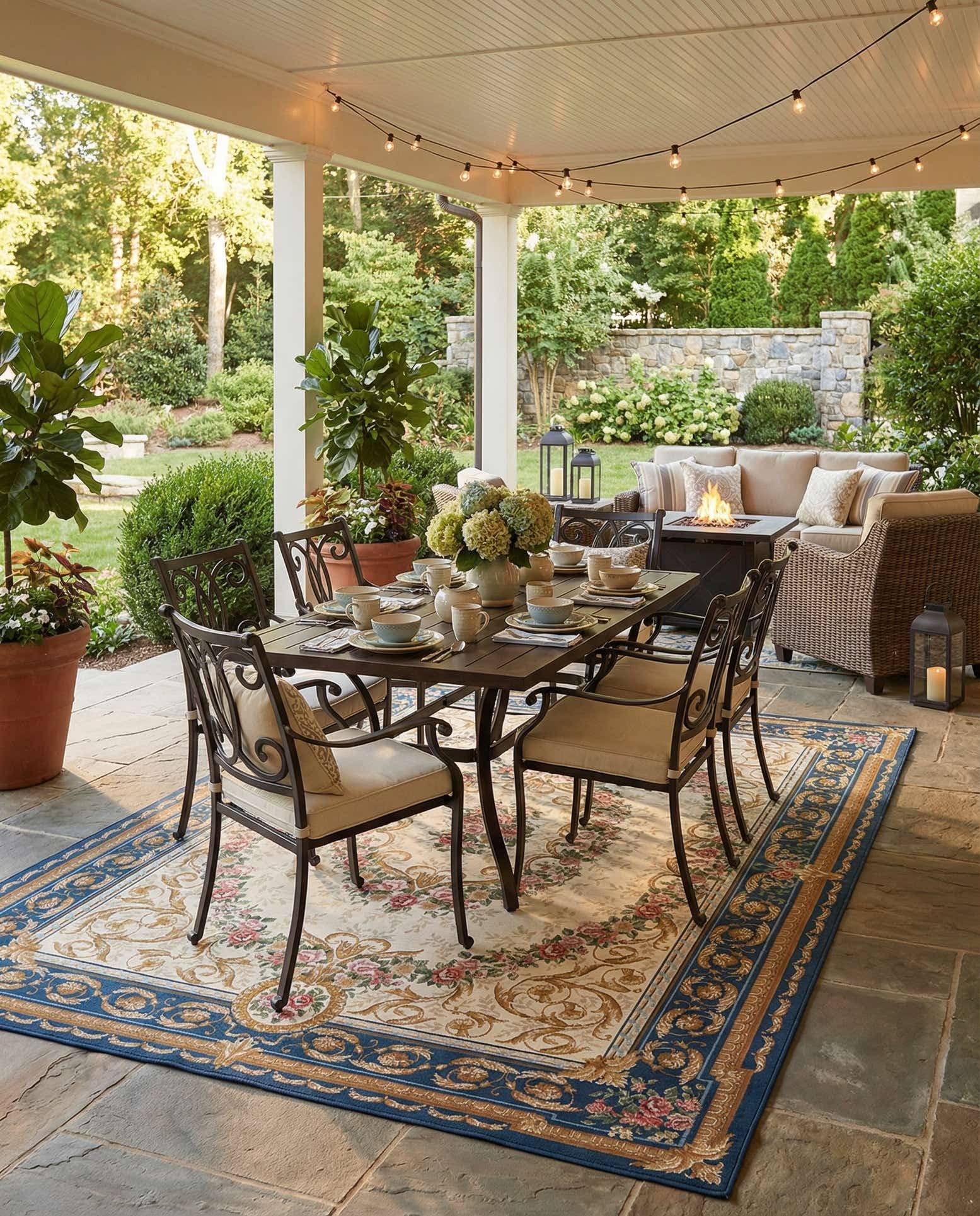 9' x 12' Easy-Clean Traditional Indoor / Outdoor Rug