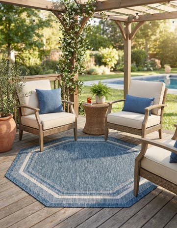 7' 10 x 7' 10 Easy-Clean Border Indoor / Outdoor Octagon Rug