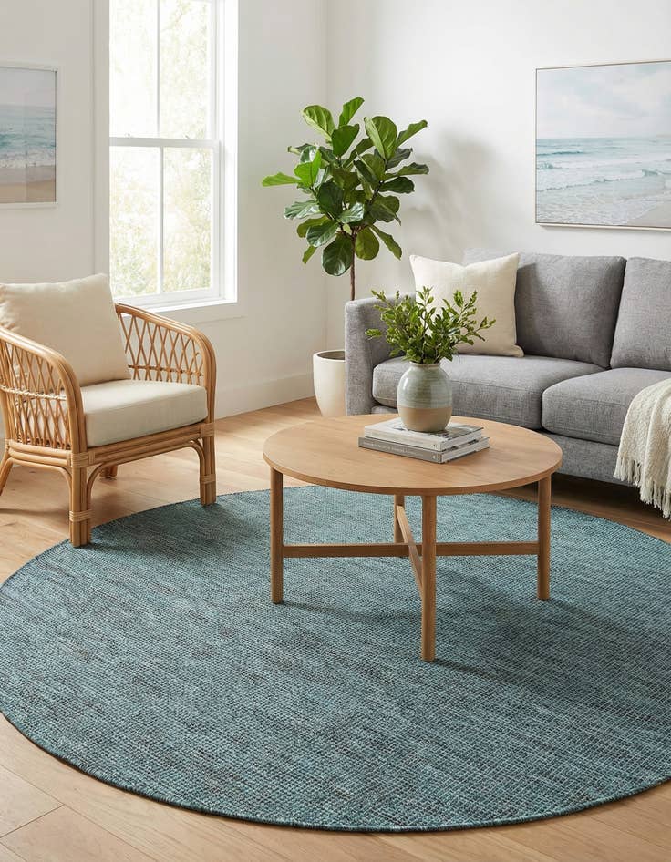 Detail image of 6' 1 x 6' 1  Washable Solid Indoor / Outdoor Round Rug