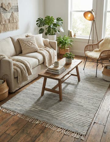 6' 1 x 9' Hand Woven Chindi Cotton Rug