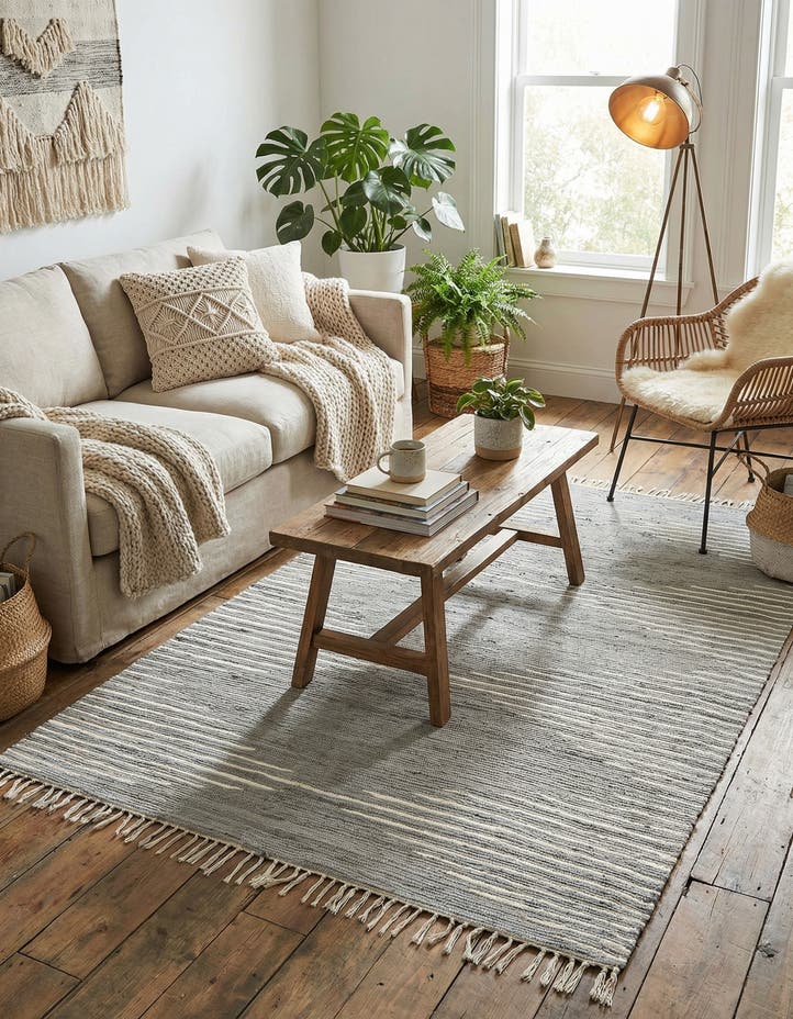 6' 1 x 9' Hand Woven Chindi Cotton Rug
