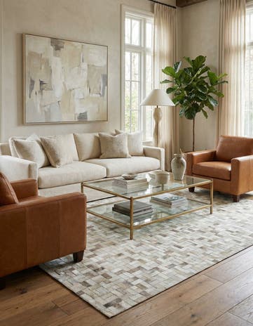 5' 4 x 8' Cowhide Leather Rug