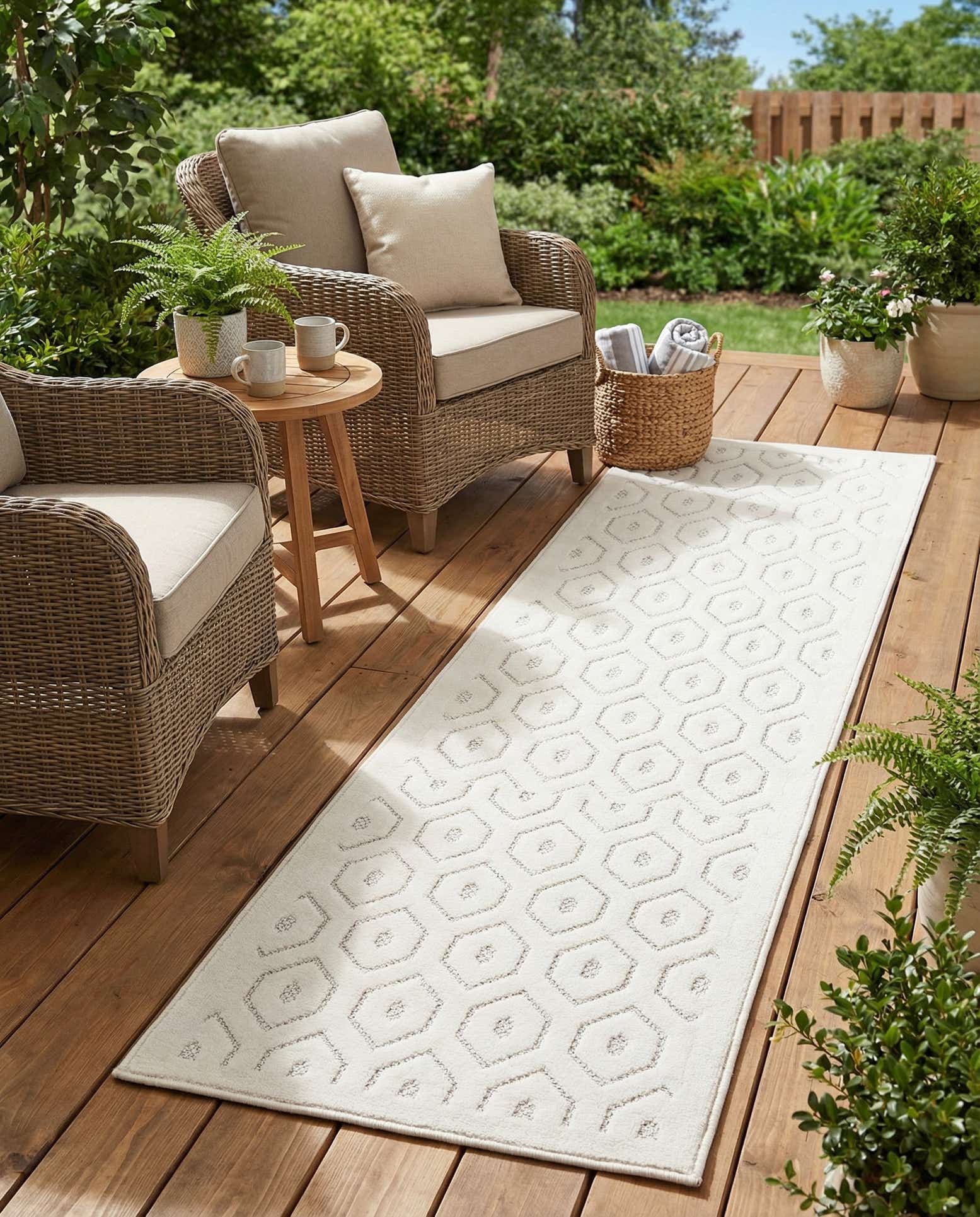 2' x 8' Easy-Clean Trellis Textured Indoor / Outdoor Runner Rug