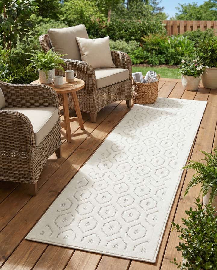 2' x 8' Easy-Clean Trellis Textured Indoor / Outdoor Runner Rug