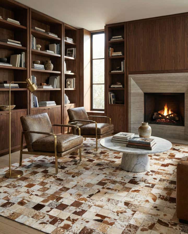 8' 1 x 10' Cowhide Leather Rug