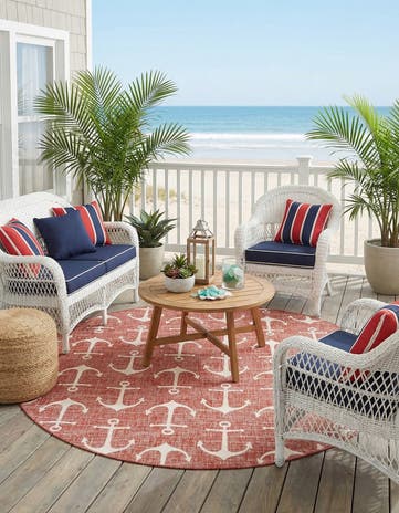 10' x 10' Easy-Clean Coastal Indoor / Outdoor Round Rug