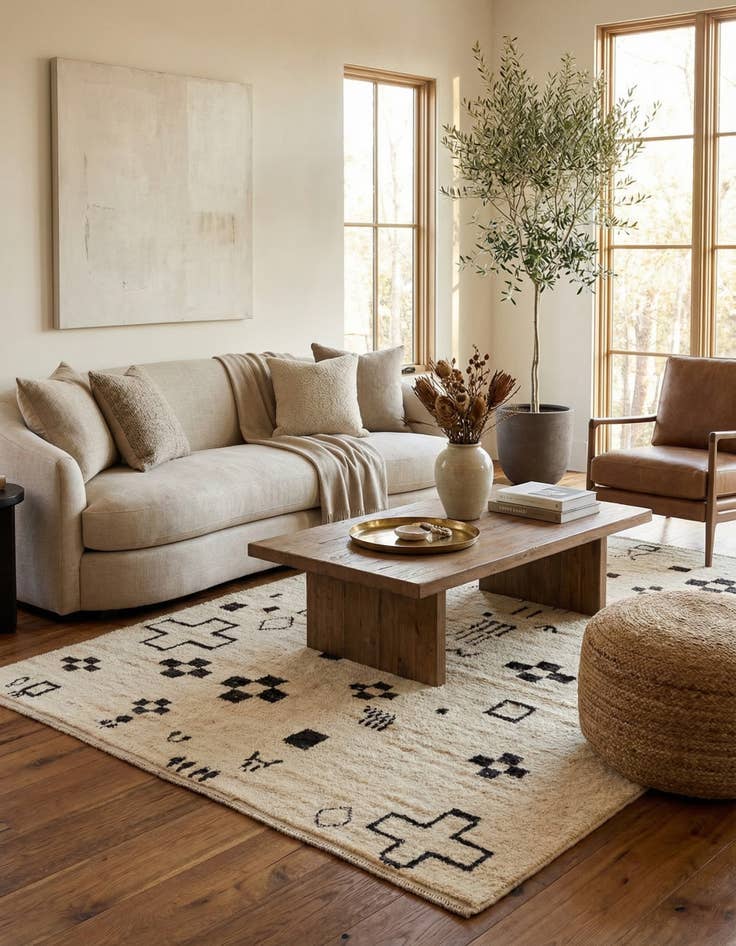 Detail image of  5' x 6' 6  Hand Knotted Moroccan Wool Rug