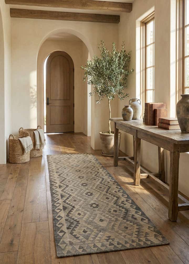 2' 9 x 9' 11 Hand Woven Kilim Maymana Wool Runner Rug