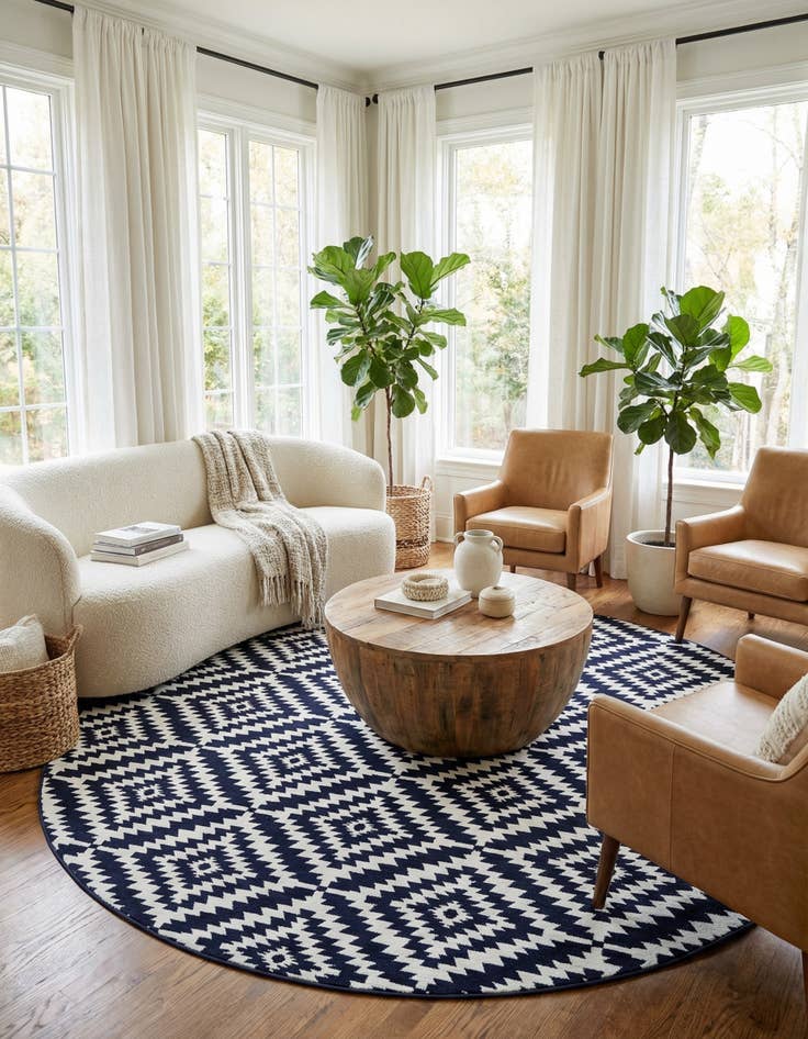 Detail image of 10' x 10' Easy-Clean Sabrina Soto Indoor / Outdoor Round Rug