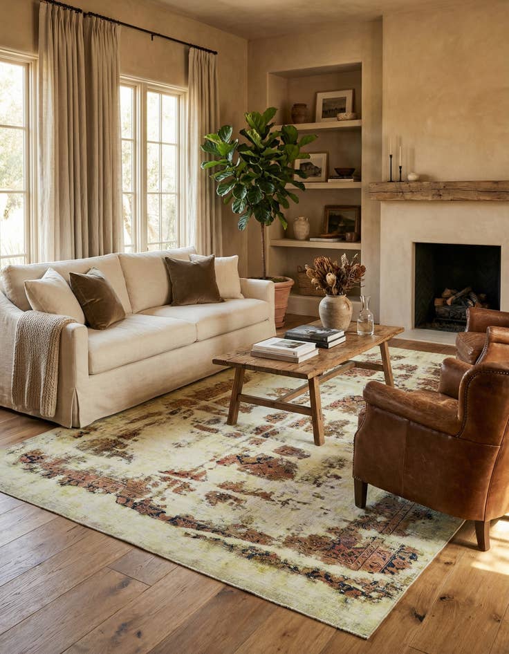 Detail image of 6' 9 x 11' 2  Hand Knotted Ultra Vintage Persian Wool Rug