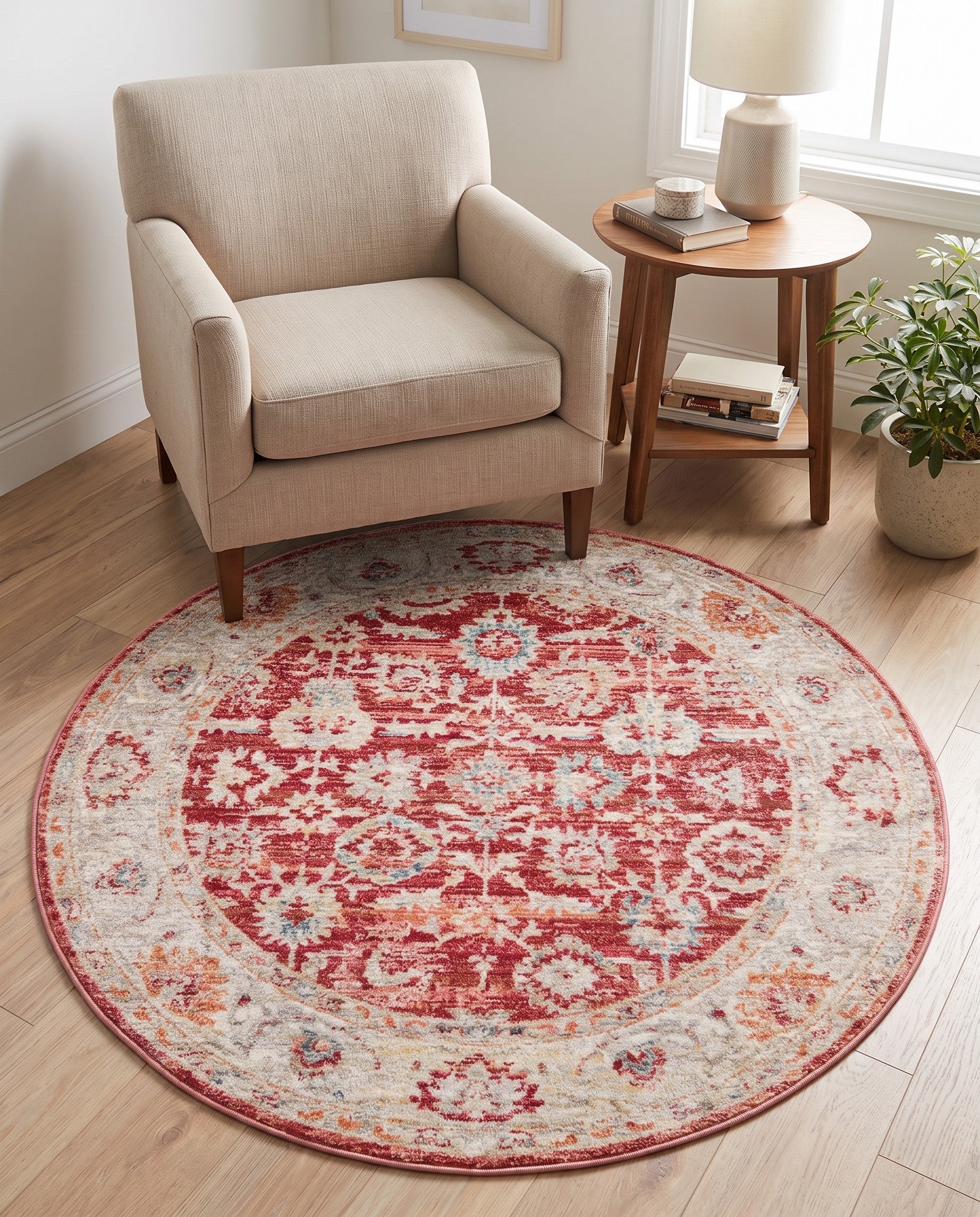 Red Noble Round Rug