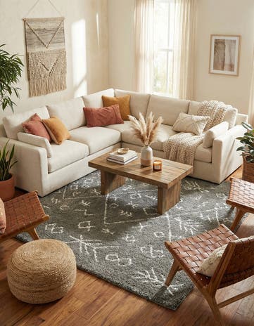 Gray Moroccan Shag Square Rug