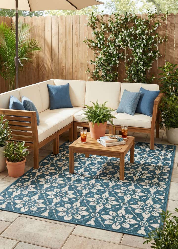 6' x 9' Easy-Clean Trellis Indoor / Outdoor Rug