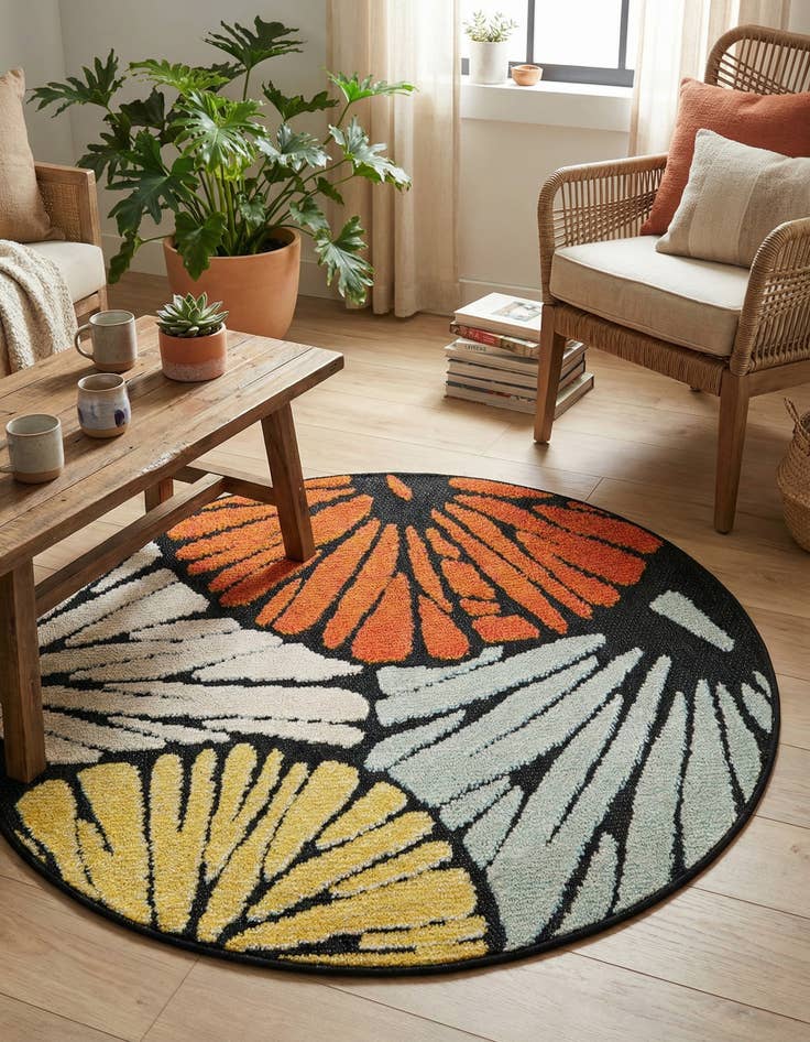 Detail image of  3' x 3'  Washable Casablanca Indoor / Outdoor Round Rug
