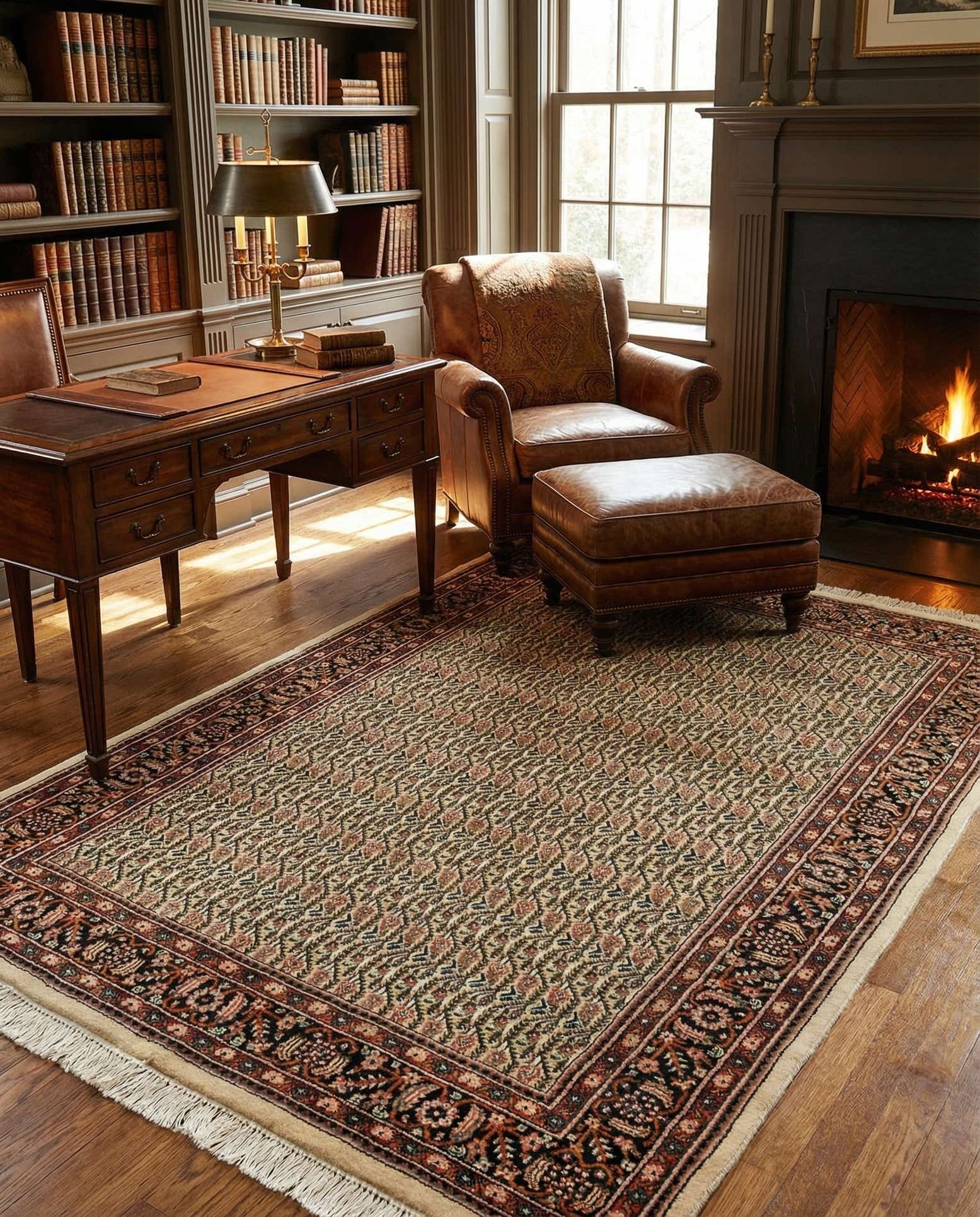 4' 6 x 6' 7 Hand Knotted Farahan Oriental Wool Rug