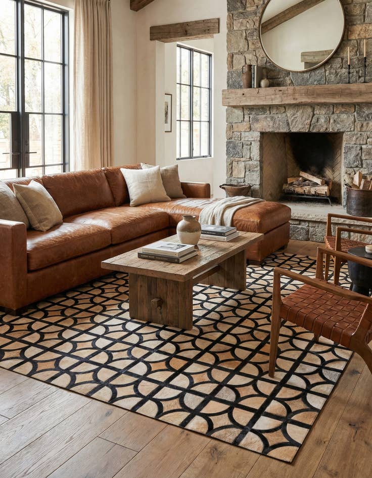 Detail image of 5' x 7' 10 Cowhide Leather Rug