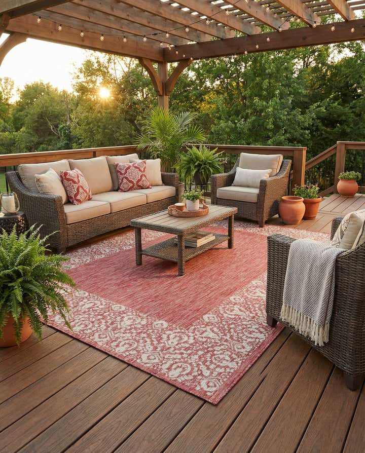 7' 10 x 11' Easy-Clean Border Indoor / Outdoor Rug