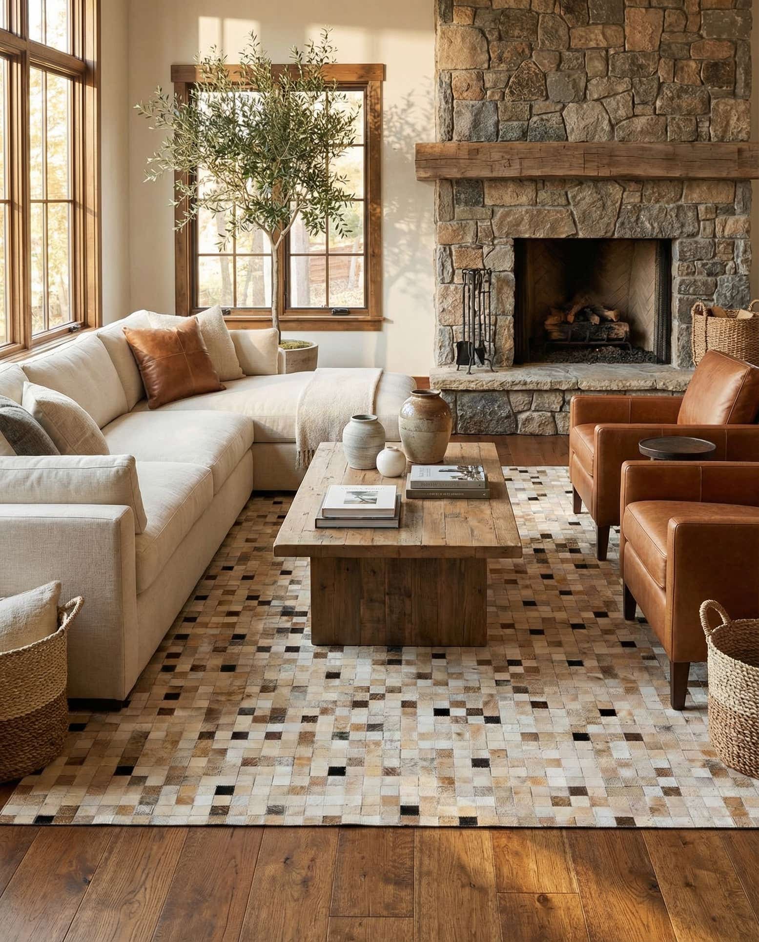 5' 3 x 7' 6 Cowhide Stocks Rug