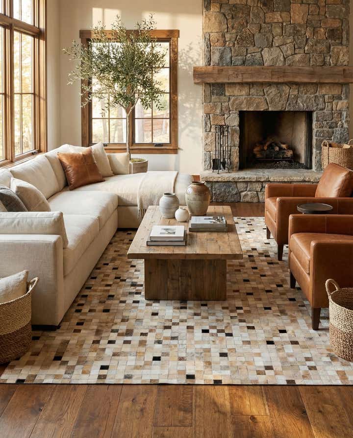 5' 3 x 7' 6 Cowhide Stocks Rug