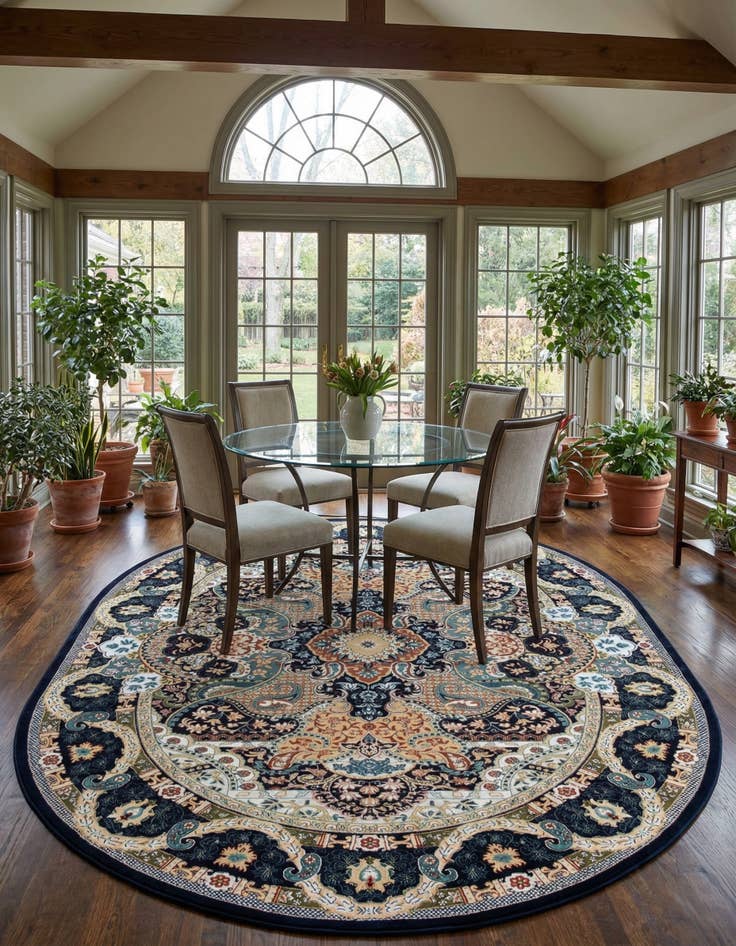 Detail image of 7' 10 x 10' Nain Design Oval Rug