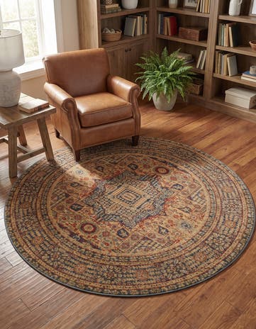 Blue Amina Round Rug