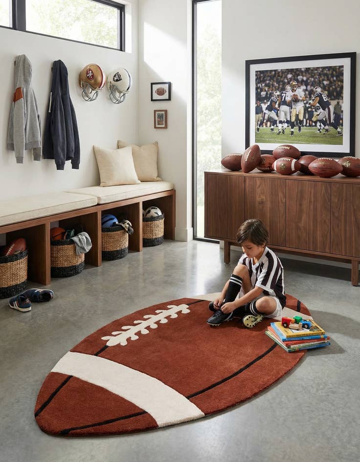 Detail image of  3' 9 x 6' 5 Playtime Kids Wool Oval Rug