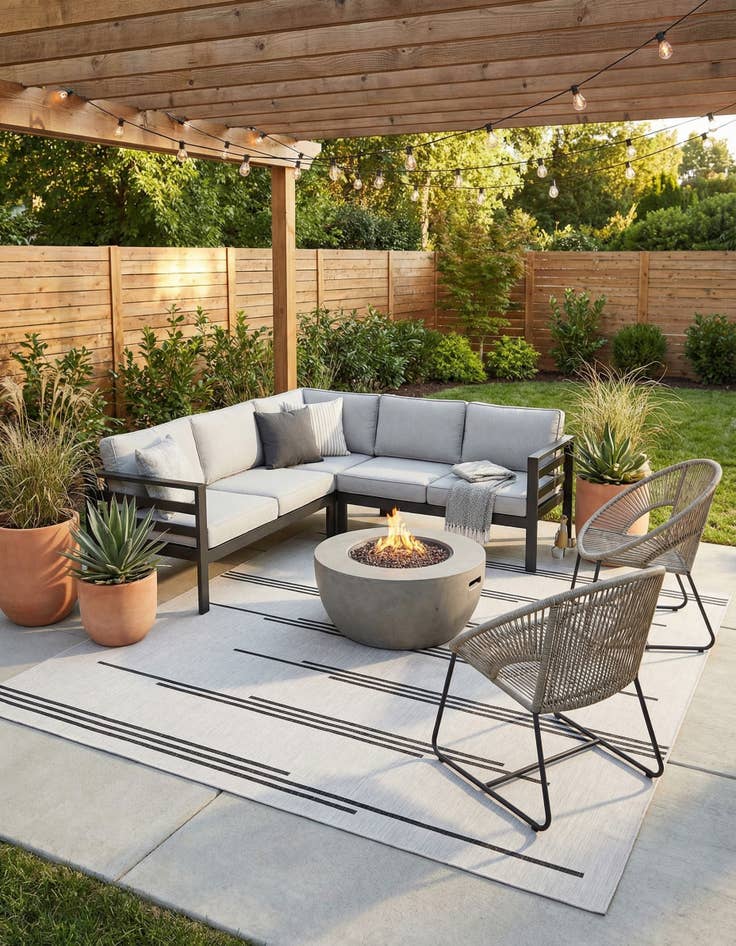 Detail image of 10' x 10'  Washable Modern Indoor / Outdoor Square Rug