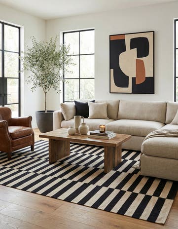 5' 1 x 6' 5 Hand Woven Kilim Modern Wool Rug