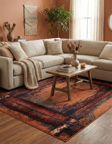 Orange Washable Hyacinth Rug