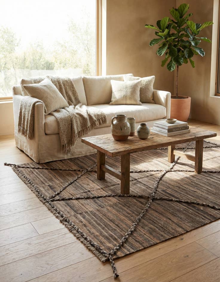 Detail image of 4' 3 x 5' 11  Hand Woven Kilim Modern Wool Rug