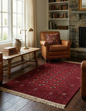 4' x 6' 6 Hand Knotted Afghan Akhche Wool Rug