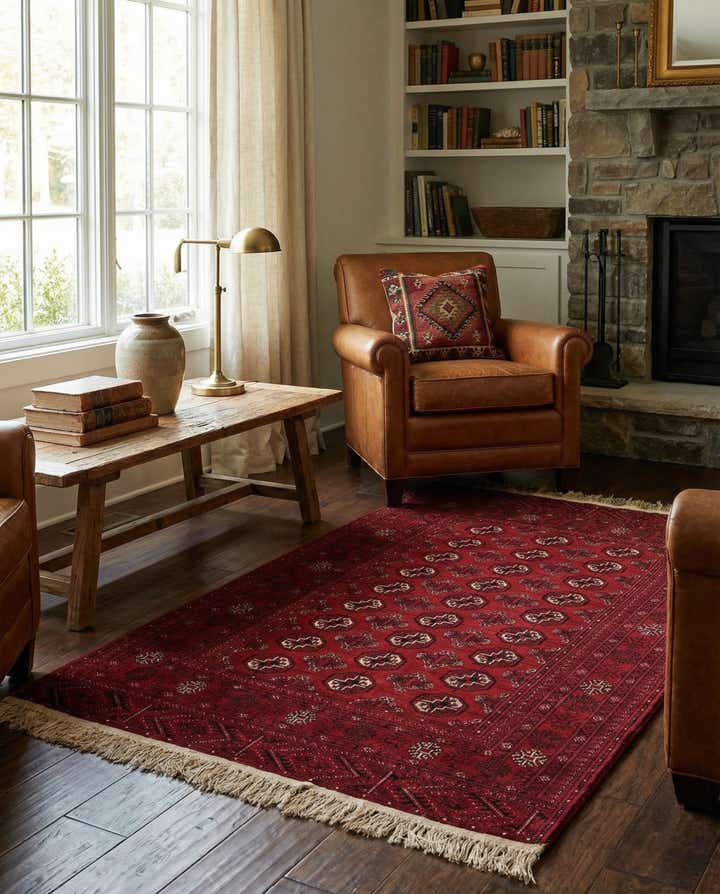 4' x 6' 6 Hand Knotted Afghan Akhche Wool Rug