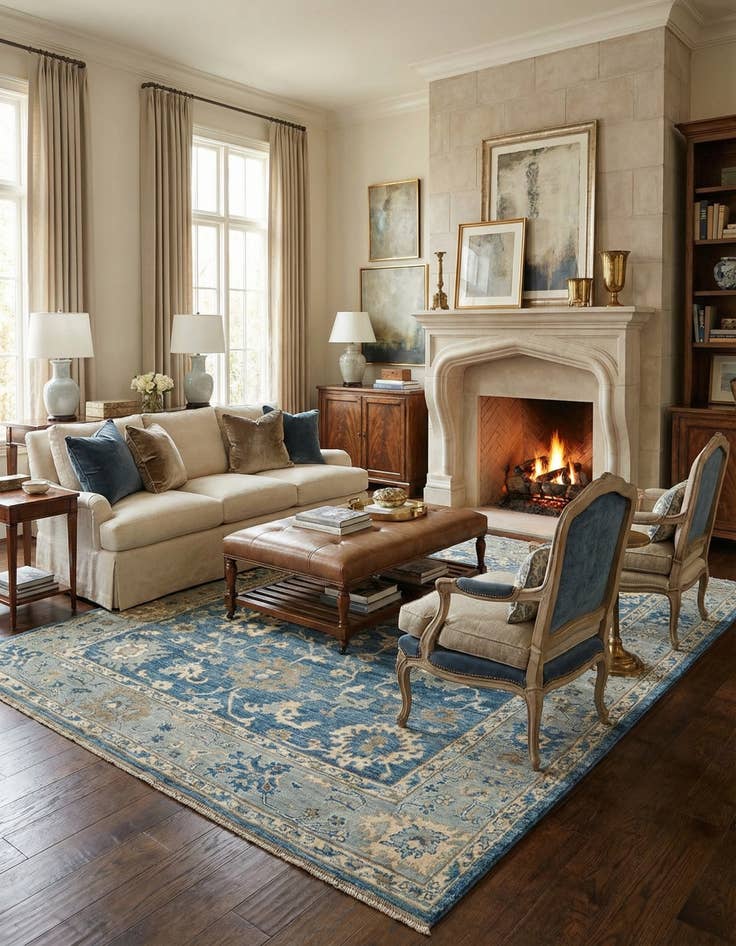 Detail image of 7' 9 x 10'  Hand Knotted Oushak Rug