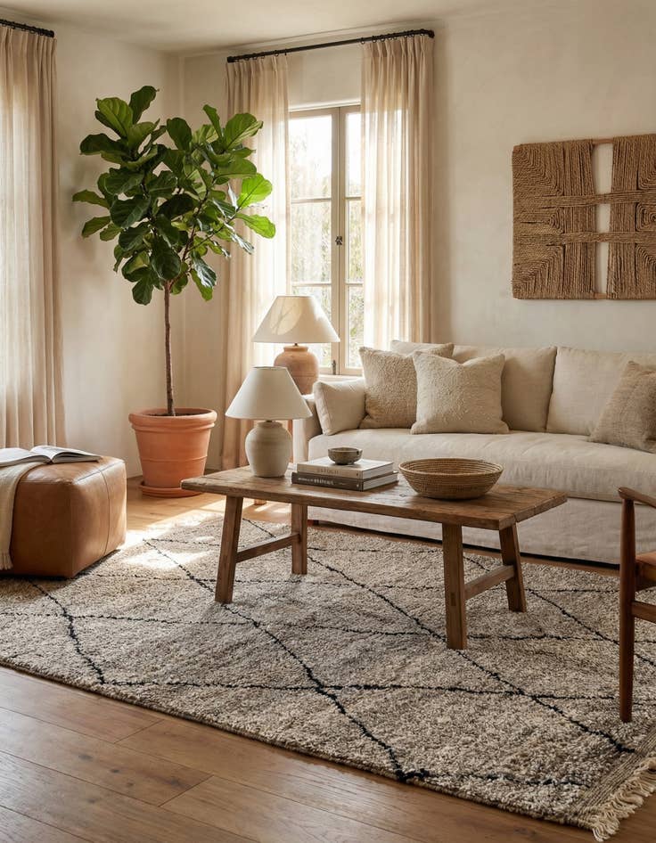 Detail image of  5' 3 x 8' 6  Hand Knotted Moroccan Wool Rug